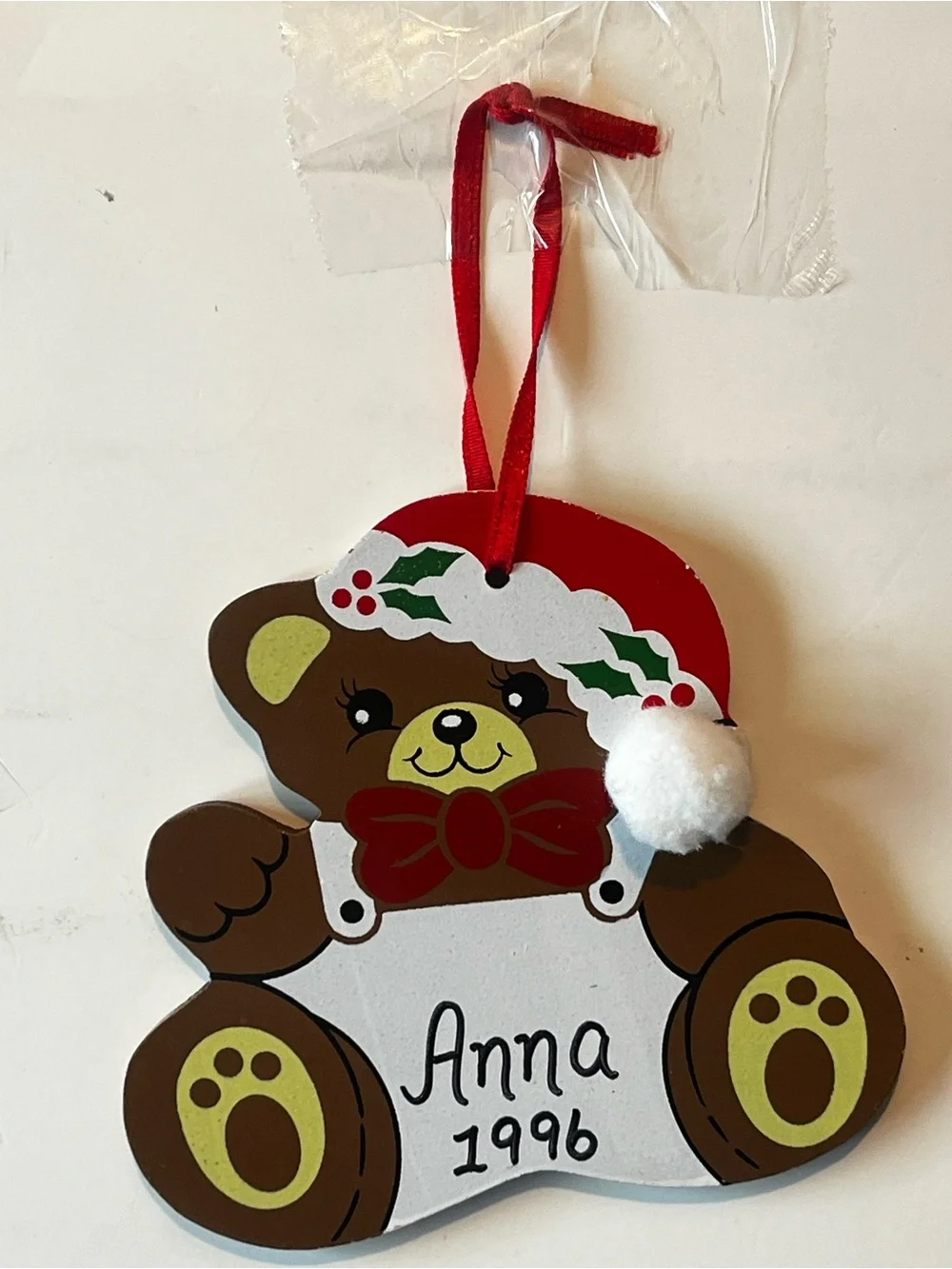 Vintage 1996 Personalized Teddy Ornament 